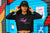 JET BLACK/PINK LADY AMIL CROP-TOP HOODIE