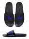 BLACK/BLUE AMIL SLIDES