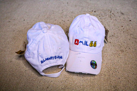 PIMP WHITE RED/WHITE/BLUE AMIL EMOJI DAD CAP