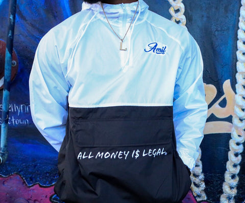 ICE WATER BLUE STAMPED ALL MONEY IS LEGAL WINDBREAKER