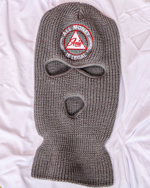 FLAME/WHITE ALL MONEY IS LEGAL ON GRAY SKI MASK