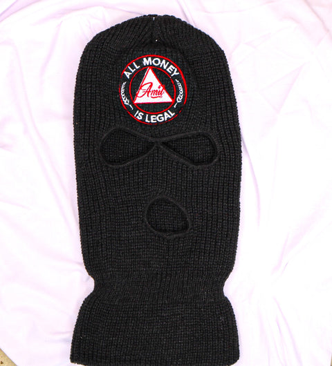 FLAME/WHITE ALL MONEY IS LEGAL ON BLACK SKI MASK