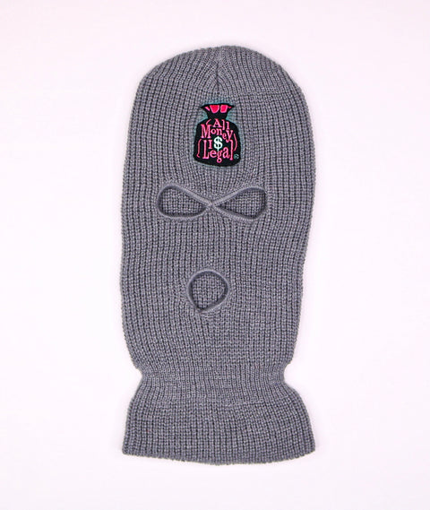 PINK/GRAY MONEY BAG ON GRAY SKI MASK