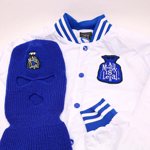 Platinum Blue All Money is Legal Bomber Jacket