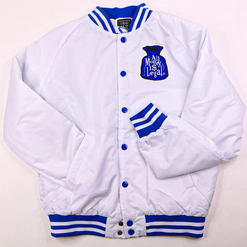 Platinum Blue All Money is Legal Bomber Jacket