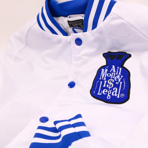 Platinum Blue All Money is Legal Bomber Jacket