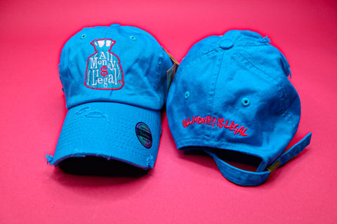 Turquoise Pink Adjustable Money Bag Dad Cap