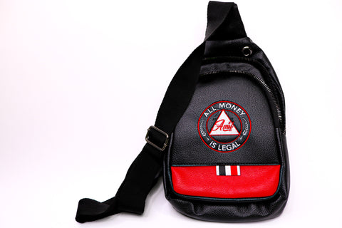 Black/Flame All money is legal Leather Crossbody Bag
